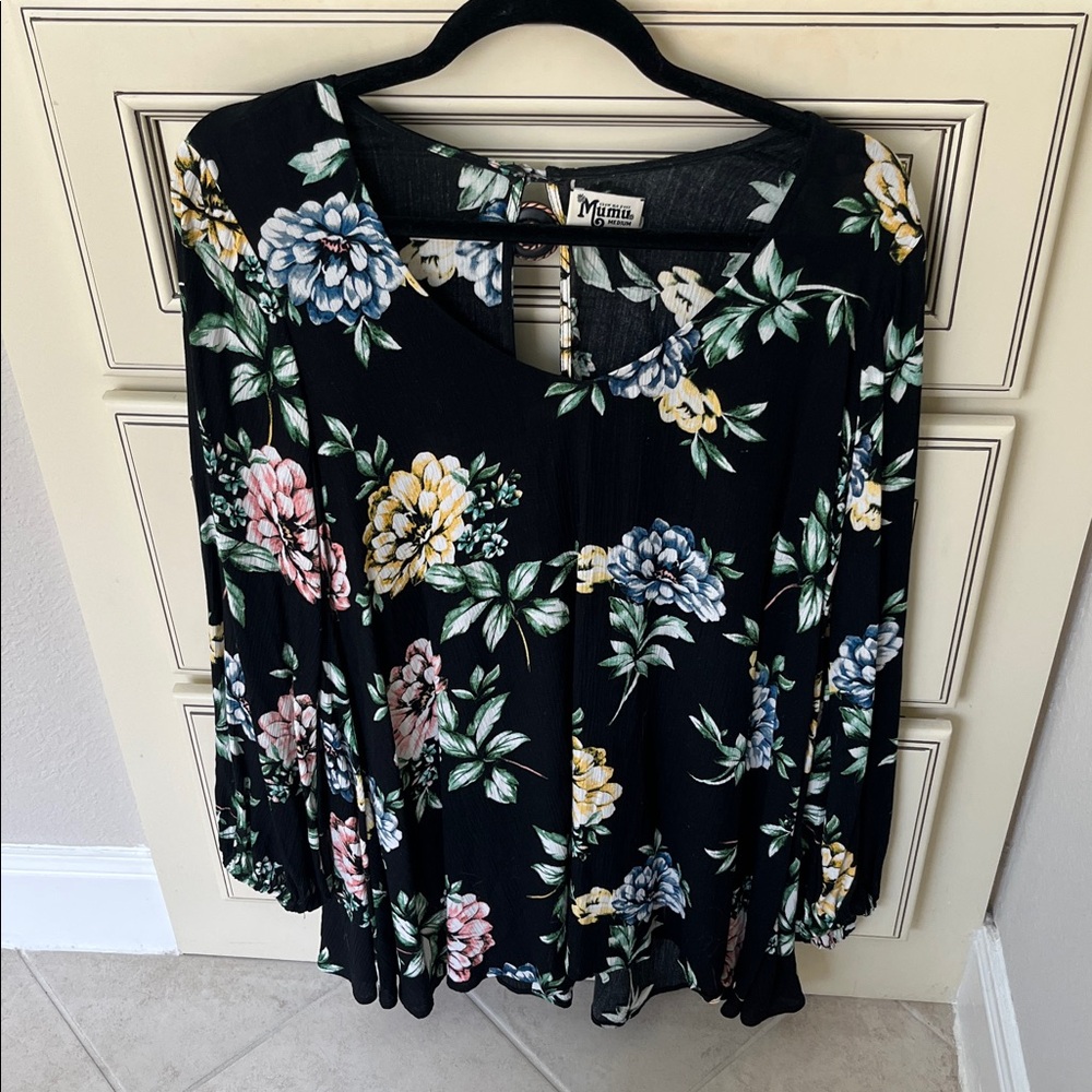 Show Me Your MuMu Black Floral Top
